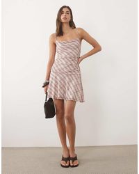 Mango - Square Neck Strappy Mini Dress - Lyst