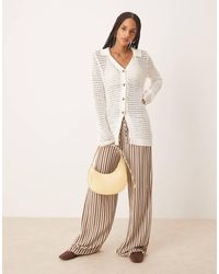 ASOS - Cárdigan Con Abertura Delantera De Punto Calado De -Blanco - Lyst