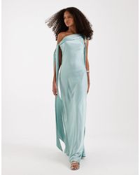 strapless open back dress Mariposa Plunge Cowl Neck Floor Length Dress in Ivory main image 1