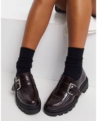 ASOS Бордовые Лоферы На Массивной Подошве - Черный