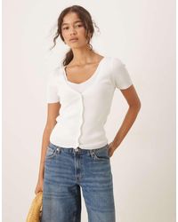 Mango - Double Layered Short Sleeve Fine Knit Cardigan - Lyst