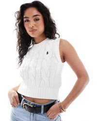 Polo Ralph Lauren - Maglione Senza Maniche Lavorato A Trecce Con Logo - Lyst