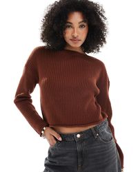 ASOS - Crew Neck Boxy Rib Jumper With Rolled Edge - Lyst