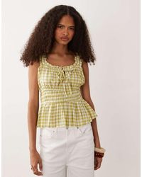 Nobody's Child - Ariel Cotton Rich Shirred Detail Ruffle Trim Top - Lyst