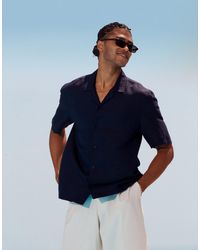 TOPMAN - Regular Fit Short Sleeve Linen Blend Shirt - Lyst