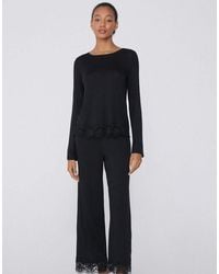Tezenis - Long Viscose Pyjamas With Lace - Lyst