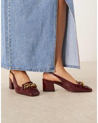 ASOS - Spencer Slingback Loafer Mid Block Heel Shoes - Lyst