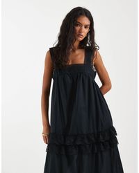 Object - Premium Lace And Ruffle Trim Tiered Boho Maxi Dress - Lyst