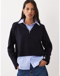 Mango - 2-in-1-pullover mit viertelreißverschluss und hemd - Lyst