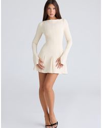House Of Cb - Francesca Vintage Cream Long Sleeve Mini Dress - Lyst