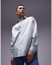 TOPMAN - Long Sleeve Oversized Premium Stripe Cotton Shirt - Lyst