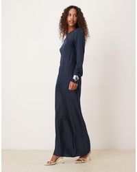 ASOS - Vestido Lencero Largo Con Diseño De Costuras De Satén Mate De - Lyst