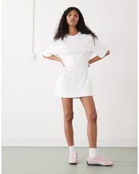 Monki - Structured Cinched Waist T-shirt Mini Dress - Lyst