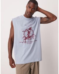ASOS - Oversized Tank With Dropped Armhole And Street Graphic - Lyst