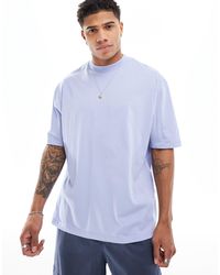ASOS - Camiseta azul claro extragrande con cuello subido - Lyst