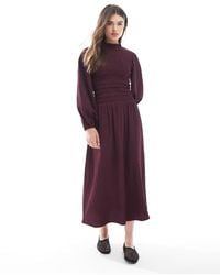 Wednesday's Girl - Puff Sleeve Shirred Detail Midaxi Dress - Lyst
