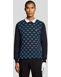 Lyle & Scott - Mid Knits Golf Crew Neck Cotton Argyle Jumper - Lyst