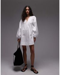 TOPSHOP - Vestido Corto De Estilo Babydoll De Popelina De - Lyst