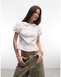 Collusion - Camicia A Maniche Corte Aderente Stile Babydoll Bianca - Lyst