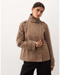 Threadbare - Short Trench Jacket With Funnel Neck Detail - Lyst