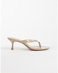Mango - Faux Leather Patent Heeled Flip Flop Sandals - Lyst