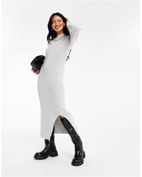 Vila - High Neck Knitted Midi Dress With Side Split - Lyst