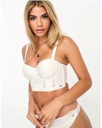 Hunkemöller - Florencia Bridal Satin And Lace Padded Balcony Bra With Removeable Straps - Lyst