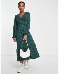 New Look - Puff Long Sleeve Midi Wrap Dress - Lyst