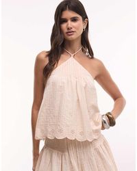 ASOS - Josie Halter Neck Beach Top Co Ord With Embroidery - Lyst