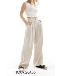 ASOS - Hourglass Wide Leg Dad Trouser With Linen - Lyst