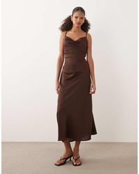 New Look - Satin Cowl Neck Midi Dress - Lyst