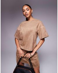 ASOS - Co-ord Faux Suede Boxy T-shirt - Lyst