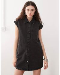 Noisy May - Sleeveless Denim Mini Dress - Lyst
