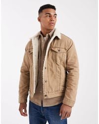 Levi's - – type 3 – trucker-jacke aus hellbraunem canvas mit futter aus sherpa-fleece - Lyst