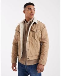 Levi's - – type 3 – trucker-jacke aus hellbraunem canvas mit futter aus sherpa-fleece - Lyst