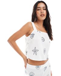Vero Moda - – camisole mit eckigem ausschnitt und muschelmuster, kombiteil - Lyst