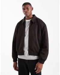 ASOS - Boxy Suedette Harrington Jacket - Lyst