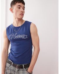 Collusion - Camiseta Marino Ajustada Sin Mangas Para Festivales Con Texto "Hater" De - Lyst
