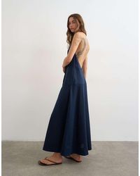 TOPSHOP - Premium Linnenrijke Maxi Jurk Met Halternek En Overslag - Lyst