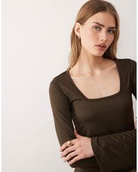 Threadbare - Slinky Square Neck Long Sleeve Top - Lyst