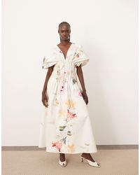 ARRANGE - – tailliertes maxikleid mit faltendetails und blumenmuster - Lyst