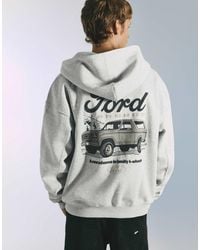 Pull&Bear - Sweat à capuche zippé à logo ford - pâle chiné - Lyst