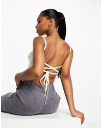 Miss Selfridge - Lace Up Back Knitted Cami Top - Lyst