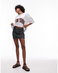 TOPSHOP - Minifalda Vaquera Muy Corta Caqui A Rayas De - Lyst