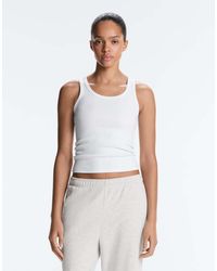 Oysho - Fitted Rib Strap T-Shirt With Cotton And Modal - Lyst