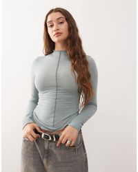 Monki - Long Sleeve Sheer T-shirt With Front Seam Detail - Lyst