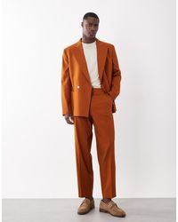 ASOS - Oversized Tapered Linen Mix Suit Pants - Lyst