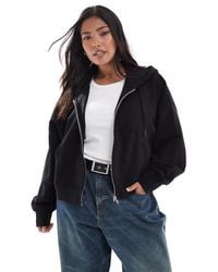 ASOS - Asos Design Curve Cropped Zip Through Brushback Hoodie - Lyst