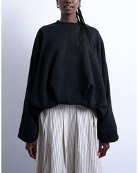 TOPSHOP - Felpa Nera Con Fondo A Palloncino - Lyst