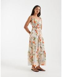 Vero Moda - Tie Shoulder Cami Midi Tiered Dress - Lyst
